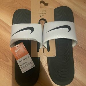 Nike Black and White Kawa Slide Sandals